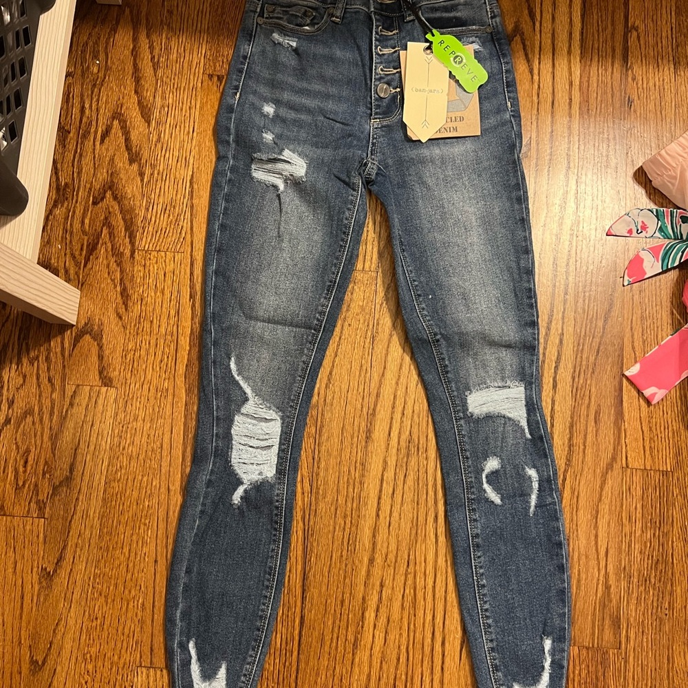 High Rise Distressed Denim Jeans